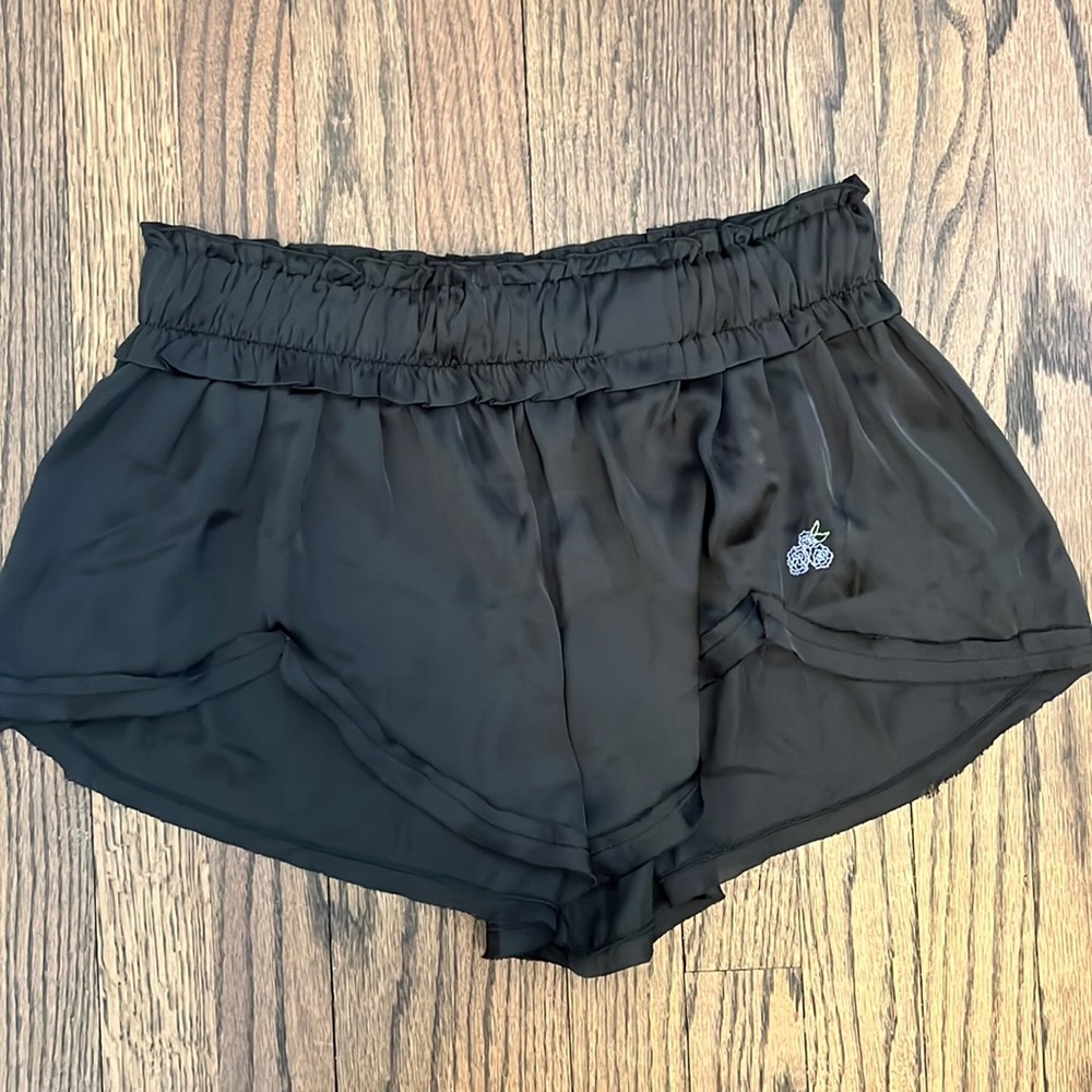 Free people black silk pajama shorts